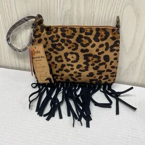 Justin Boots Brown and Black western Crossbody Bag with Fringe NWT